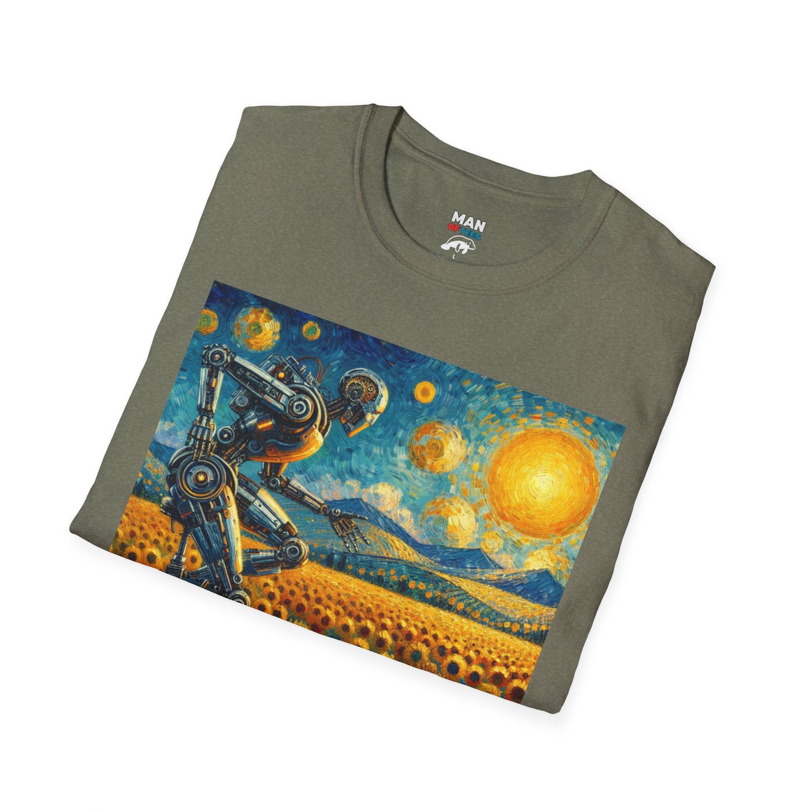 Surreal Robot T-Shirt – Sunflower Field Unicycle Graphic - Image 19