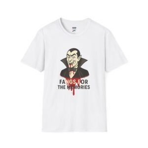 Halloween Vampire T-Shirt, Fangs for the Memories Tee, Unisex Softstyle Shirt, Spooky Costume Top, October Fun Apparel