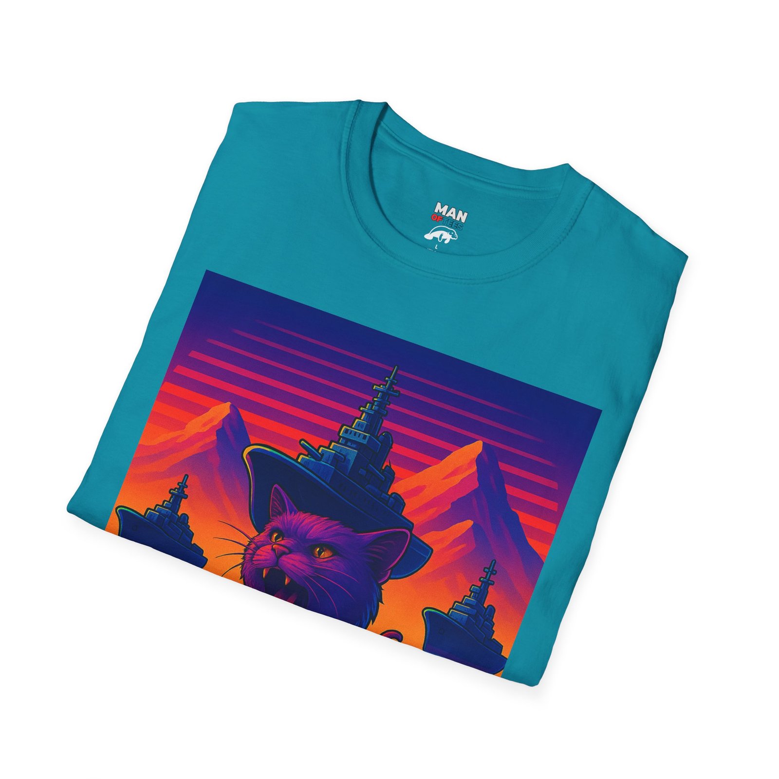 Vaporwave Kraken Cat T-Shirt – Strange Sea Monster - Image 16