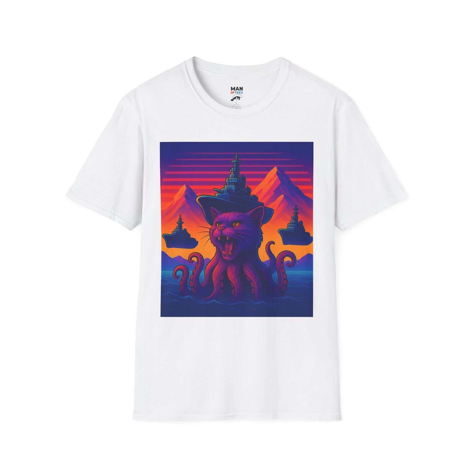 Vaporwave Kraken Cat T-Shirt – Strange Sea Monster
