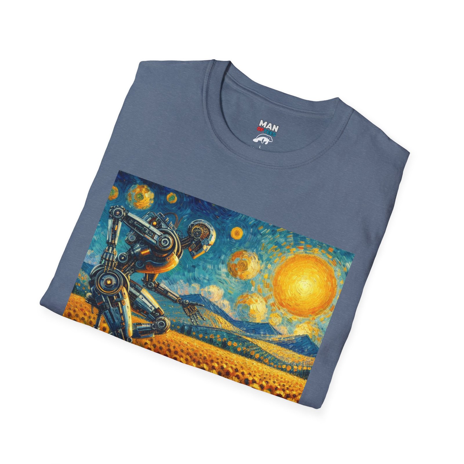Surreal Robot T-Shirt – Sunflower Field Unicycle Graphic - Image 5