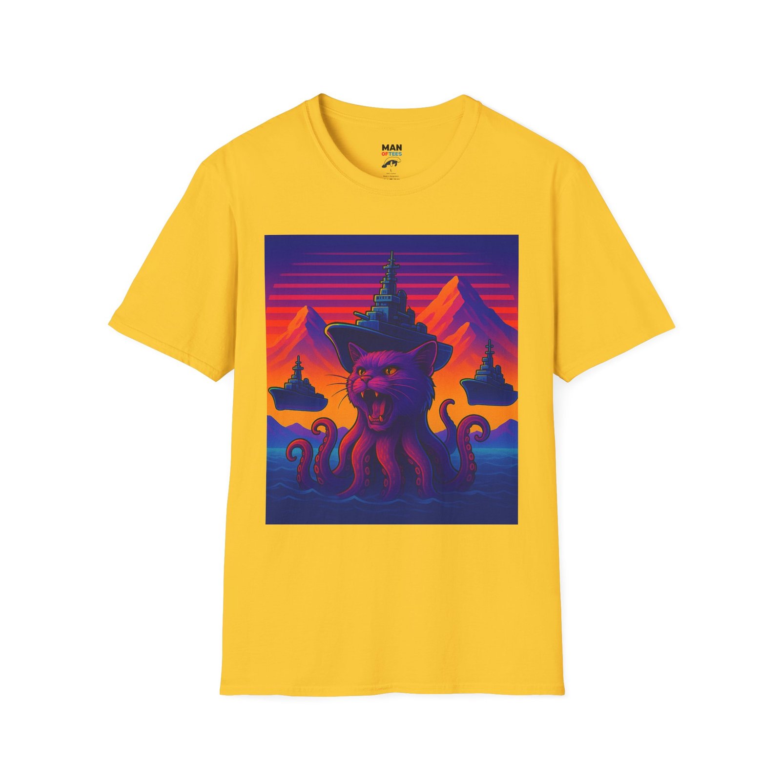 Vaporwave Kraken Cat T-Shirt – Strange Sea Monster - Image 9