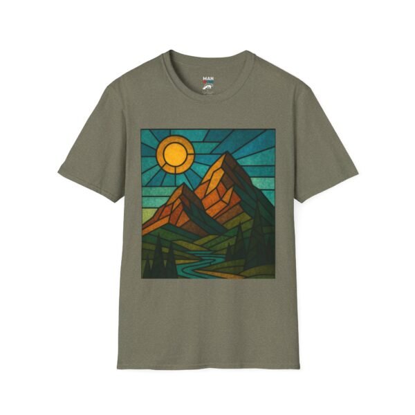 Mountain Sunset Unisex T-Shirt - Stained Glass Design