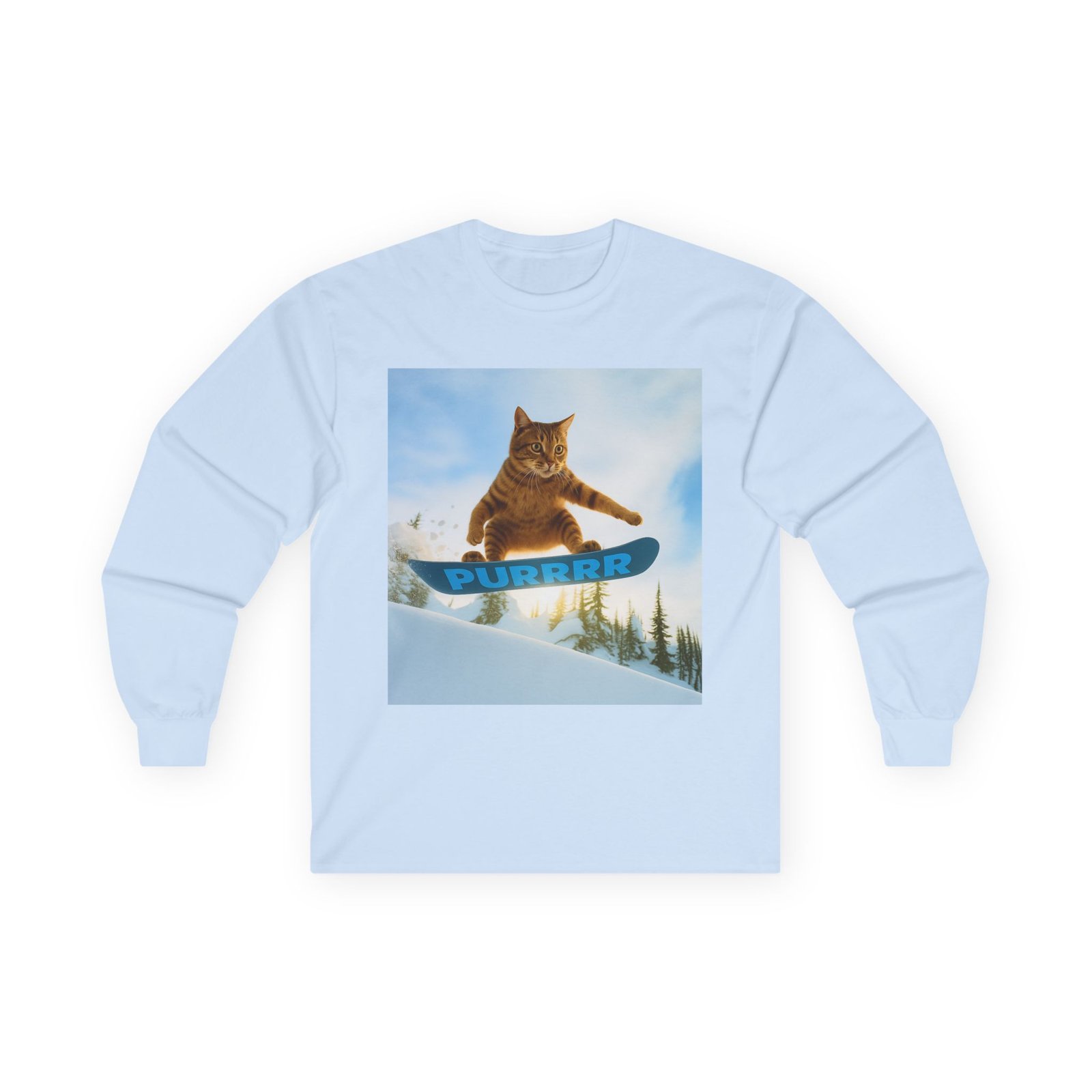 PURRRR Snowboarding Cat Long Sleeve – Weird Funny Animal Shirt