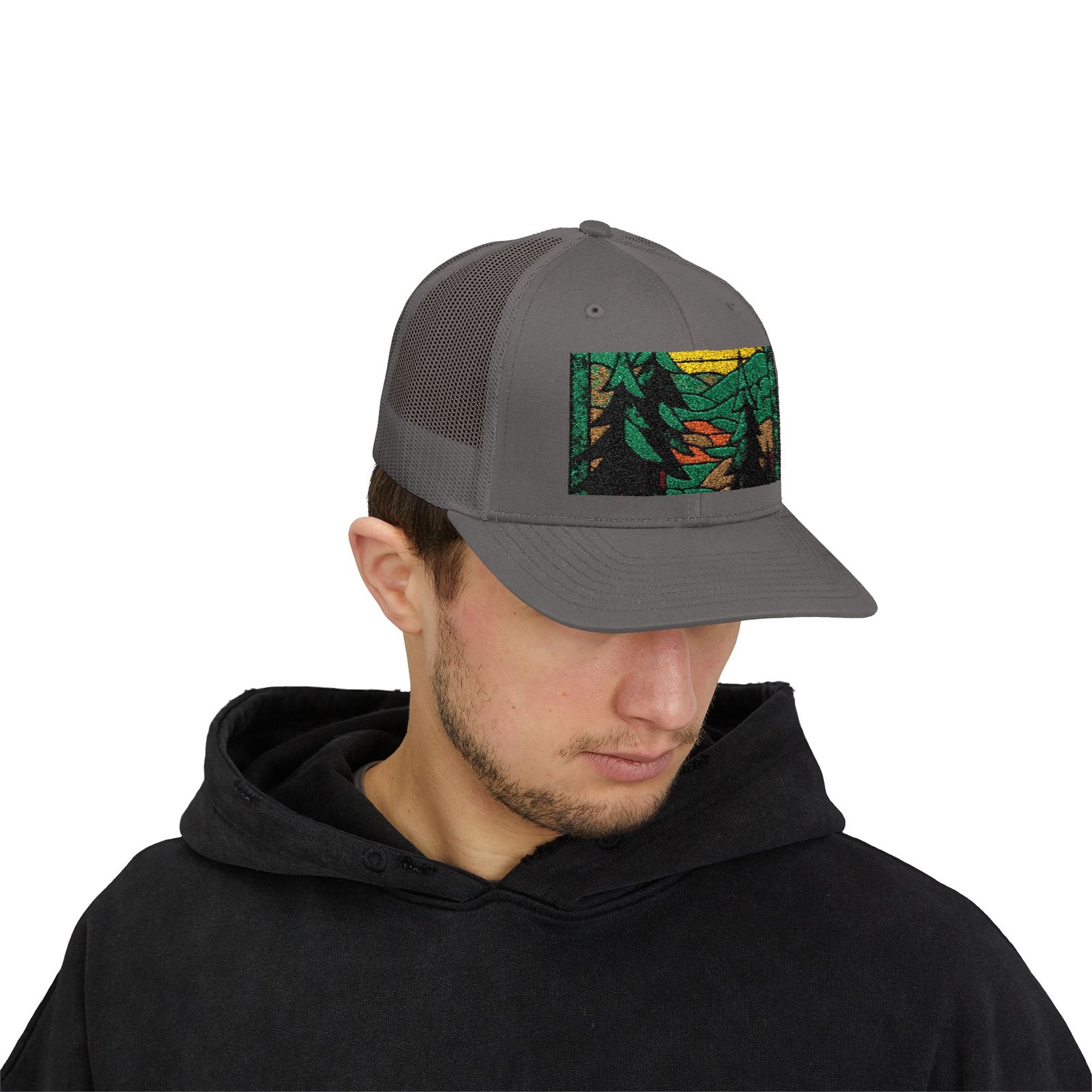 Mountain Forest Patch Trucker Hat - Image 7