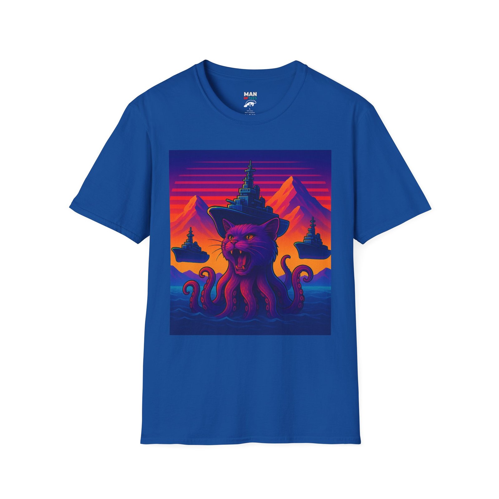 Vaporwave Kraken Cat T-Shirt – Strange Sea Monster - Image 17