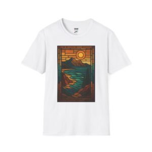 Stained Glass Mountain T-Shirt – Nature Landscape Graphic Tee