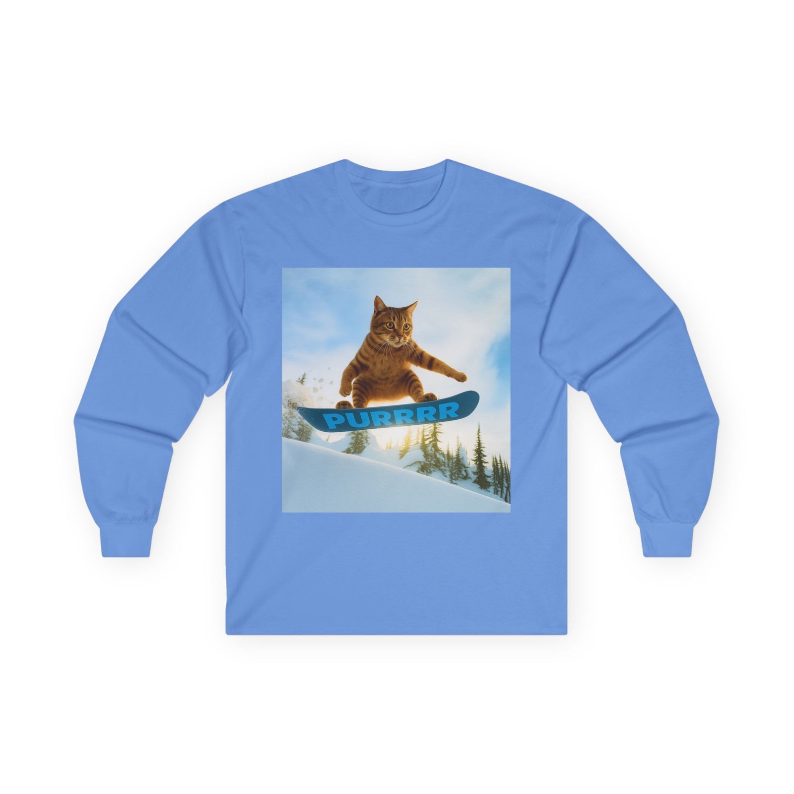 PURRRR Snowboarding Cat Long Sleeve – Weird Funny Animal Shirt - Image 10