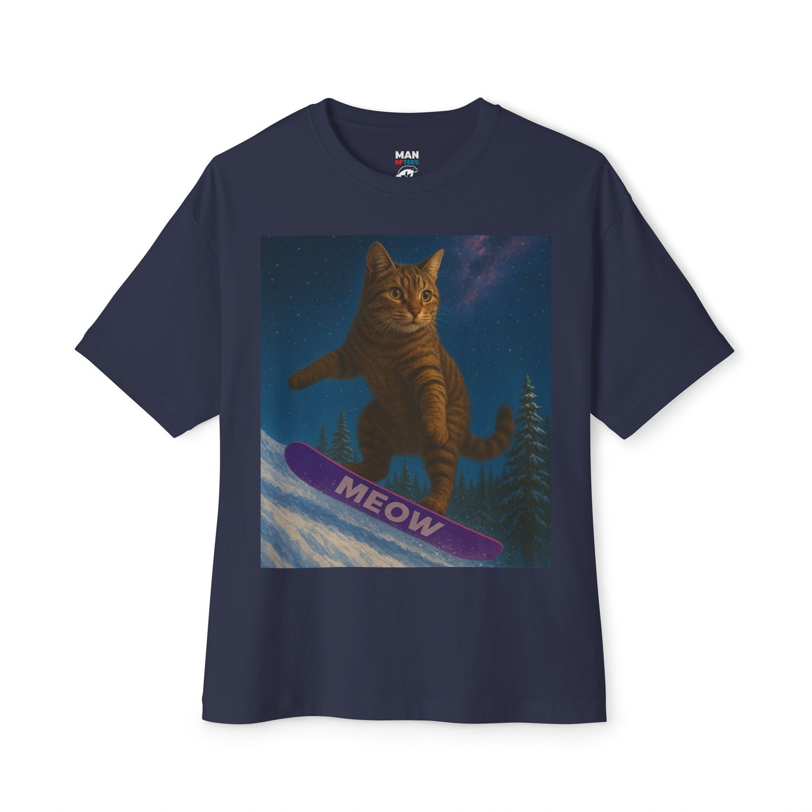 Cosmic Snowboarding Cat T-Shirt – Meow Board Graphic - Image 17