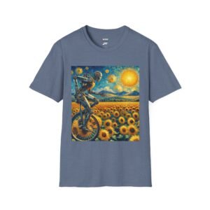 Surreal Robot T-Shirt – Sunflower Field Unicycle Graphic