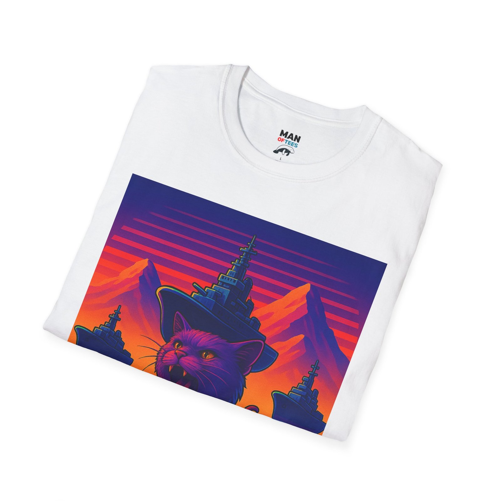 Vaporwave Kraken Cat T-Shirt – Strange Sea Monster - Image 4